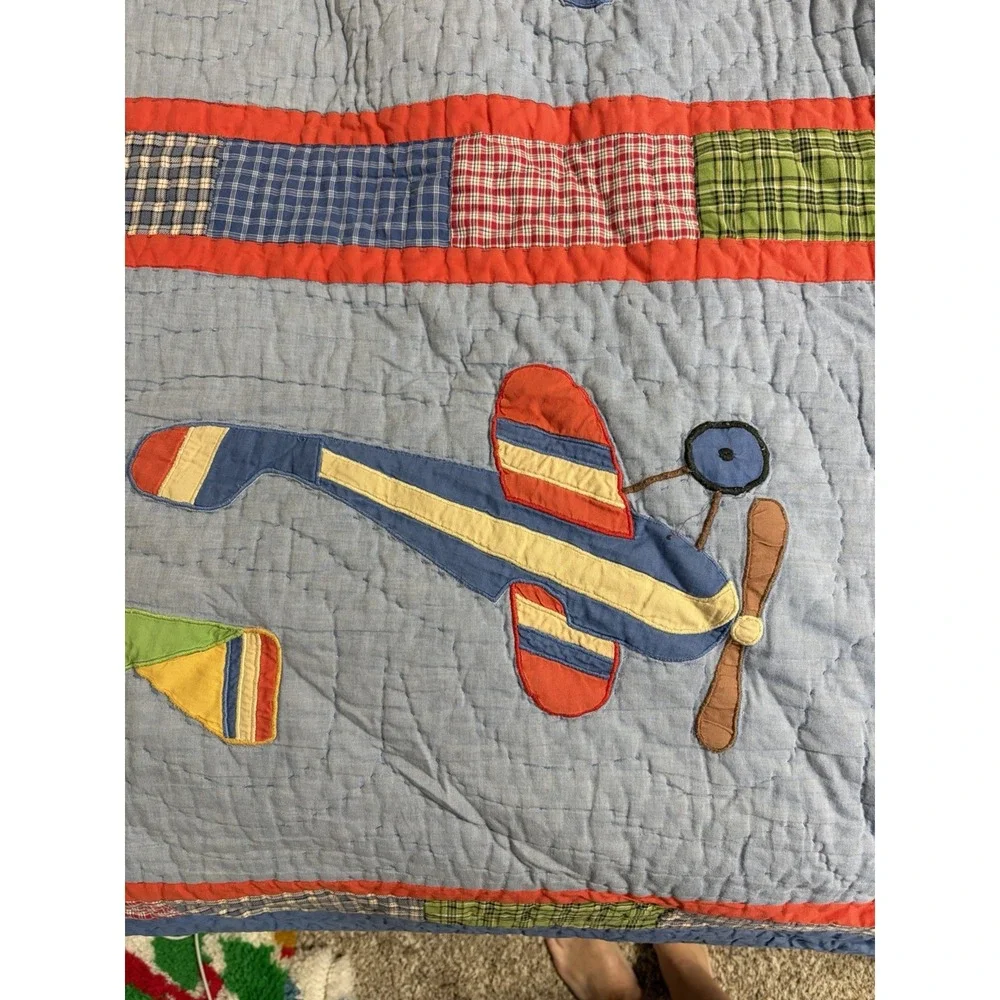 Vintage The Company Kids Store Airplanes Quilt Full/ Queen Blue Kids 100% Cotton